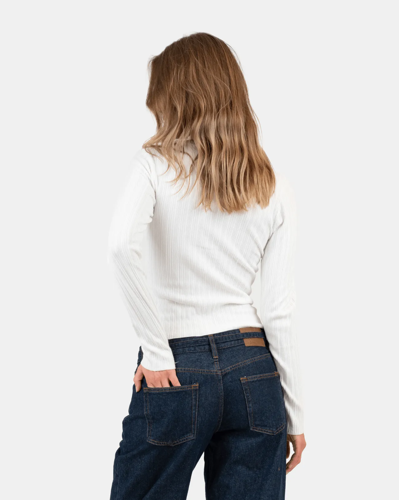 Buttoned Langærmet Top Hvid