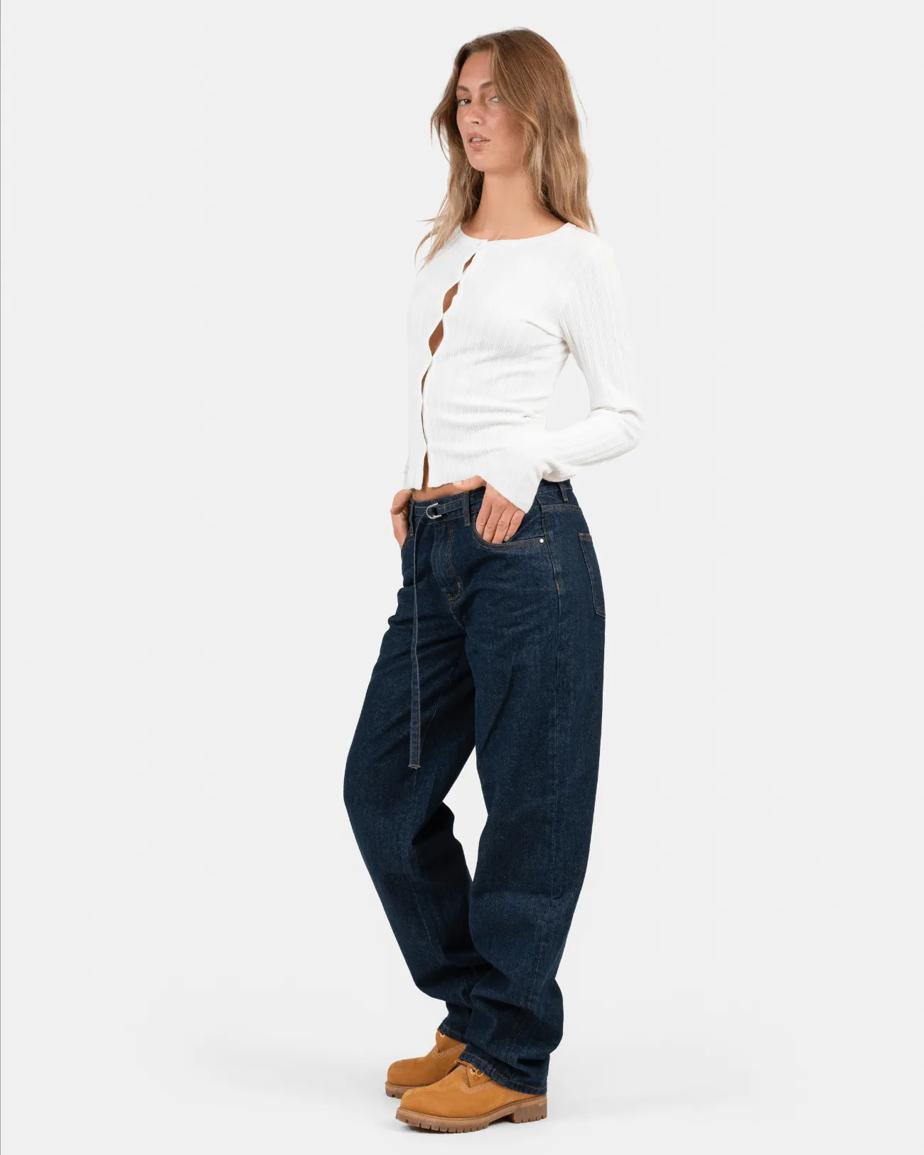 Buttoned Langærmet Top Hvid