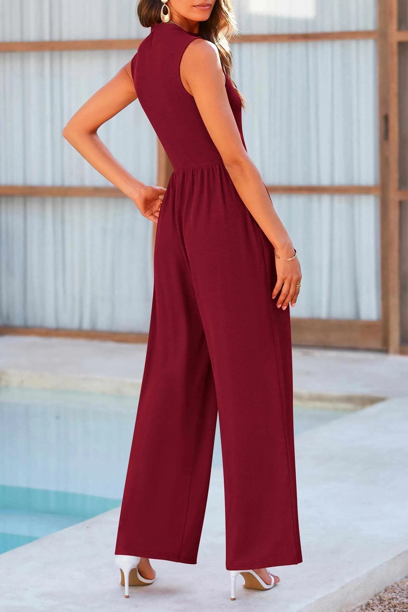 Chic sleeveless wide leg jumpsuit