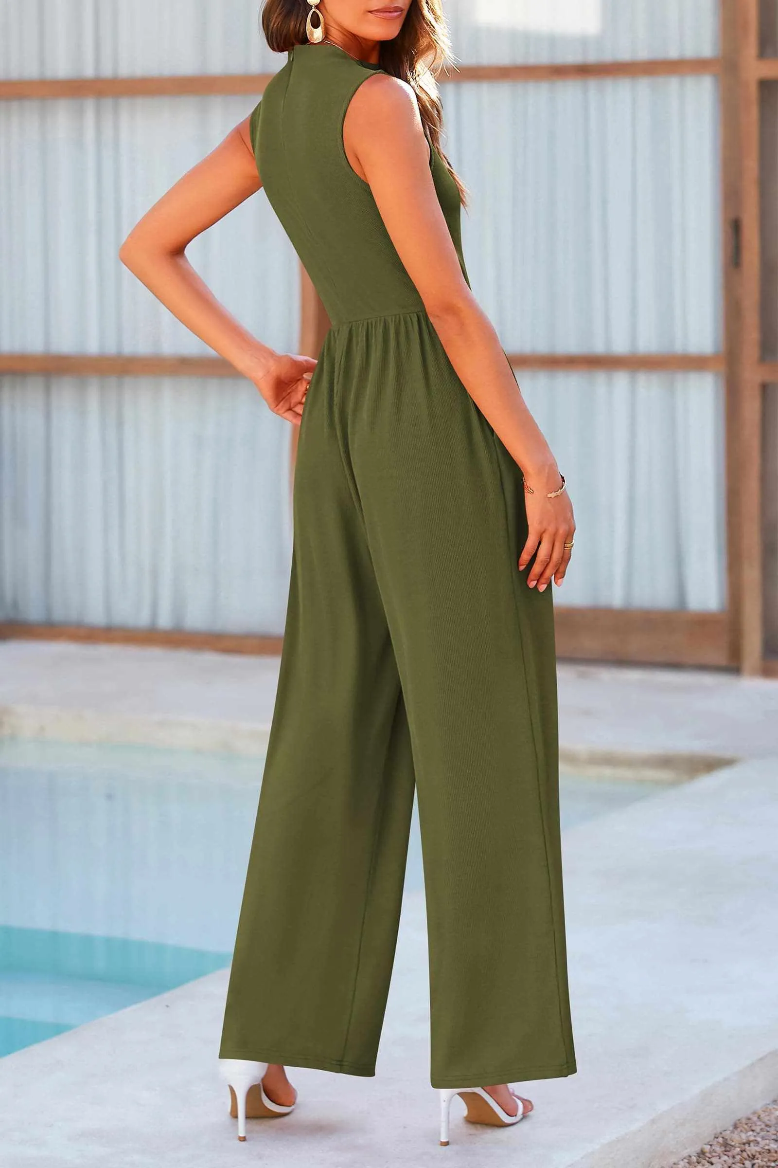 Chic sleeveless wide leg jumpsuit