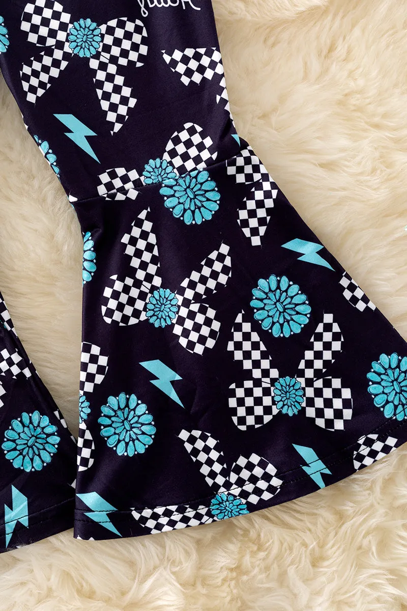 Coquette checkered & concho printed girls jumpsuit. PNG50251 AMY