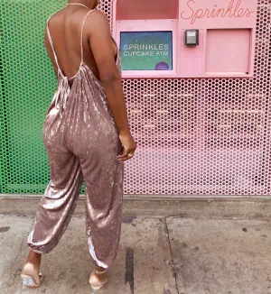 Crush | velvet jumpsuit | pink
