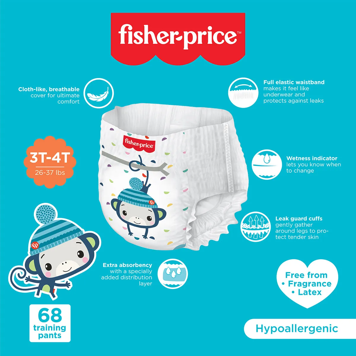 Fisher-Price Training Pants | 3T4T Boys - 68 Counts