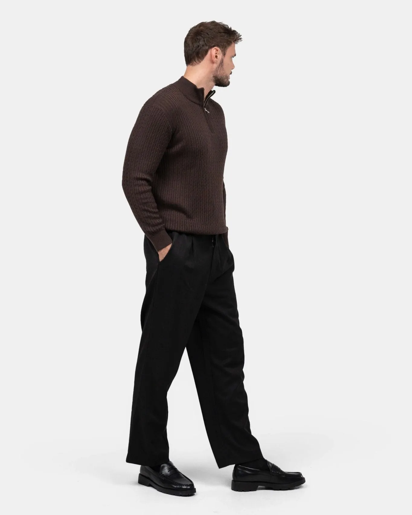 Half Zip Strik Brun