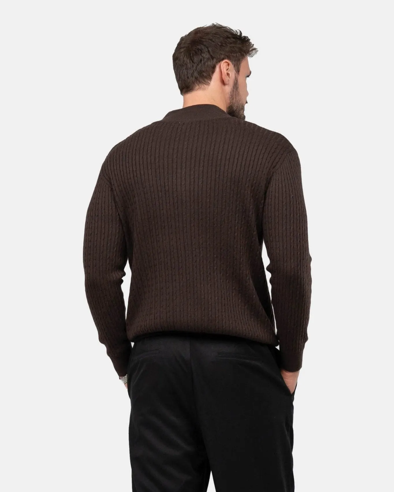 Half Zip Strik Brun