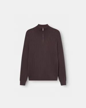 Half Zip Strik Brun