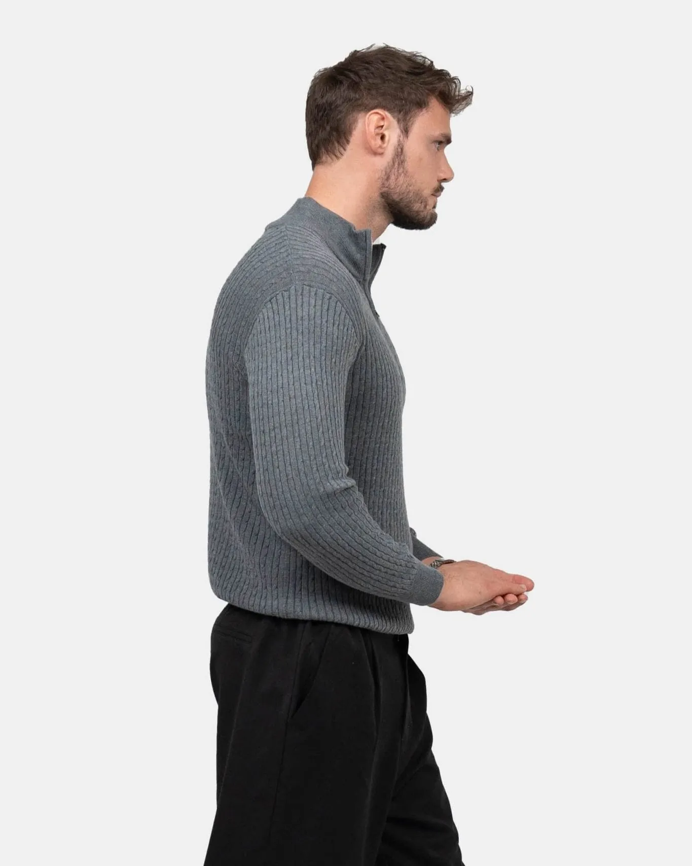 Half Zip Strik Grå