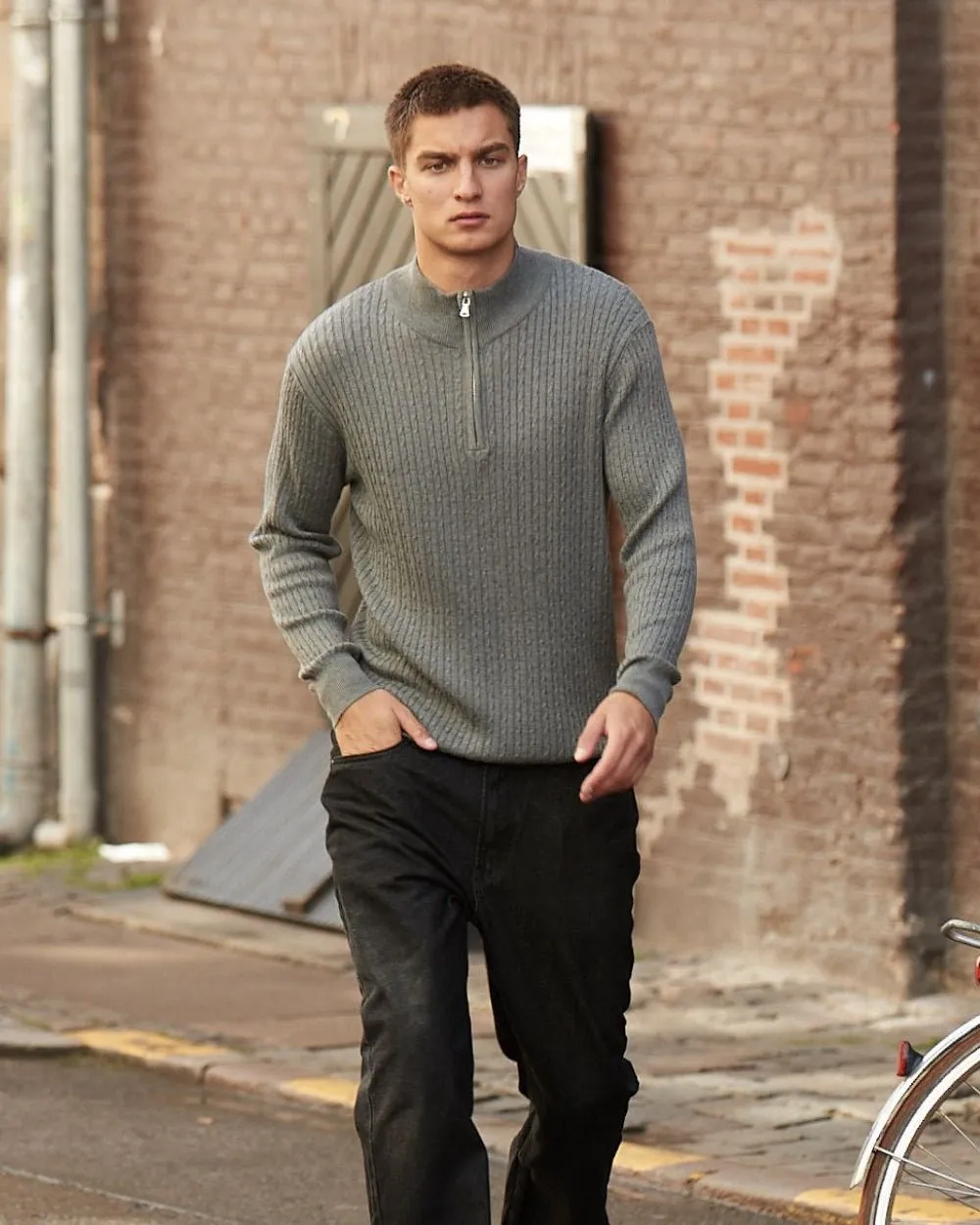 Half Zip Strik Grå