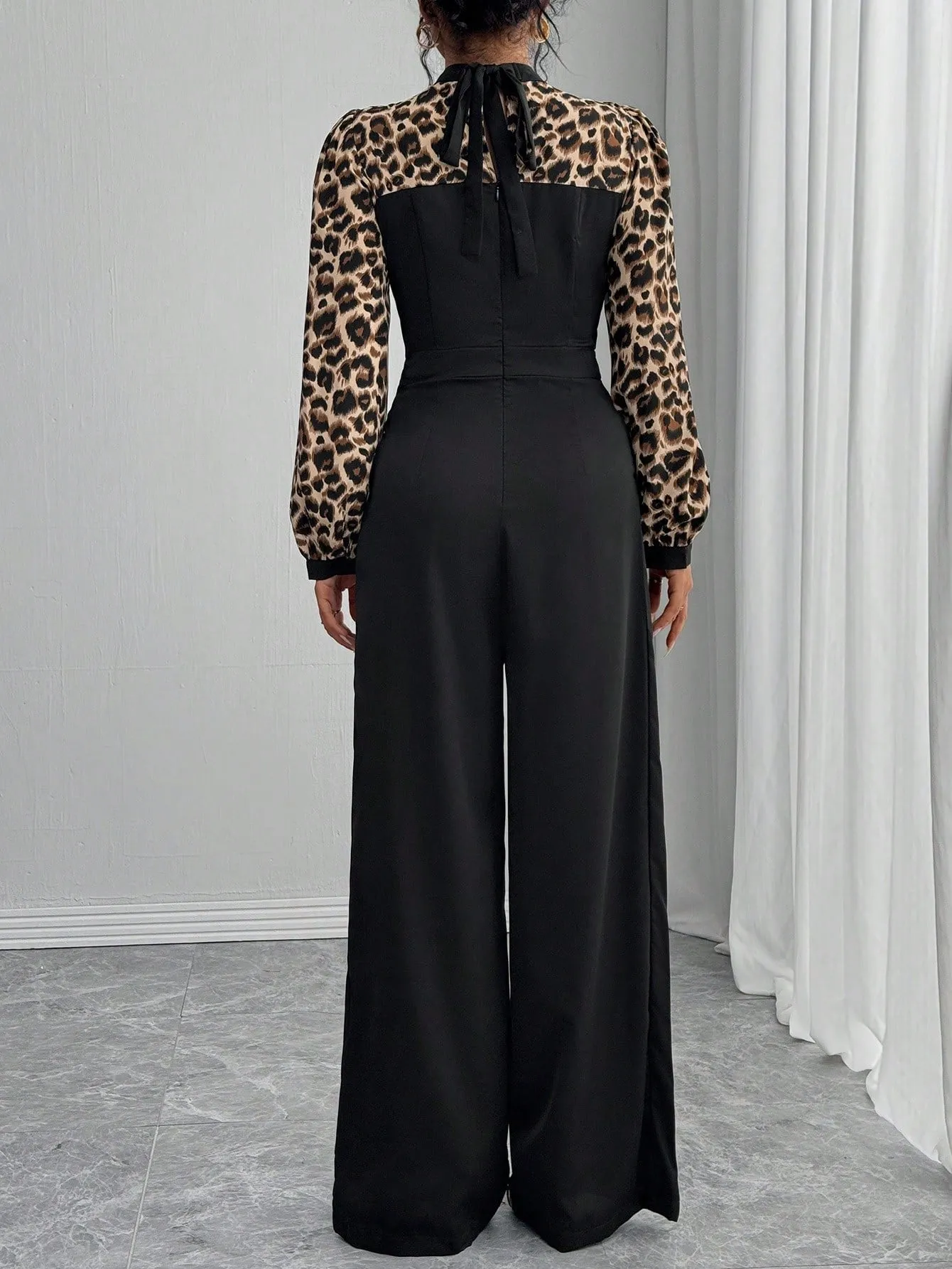 High-Waist Leopard Wide Leg Jumpsuit