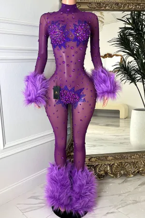 Icey Heart Purple Bodysuit(Ready To Ship)