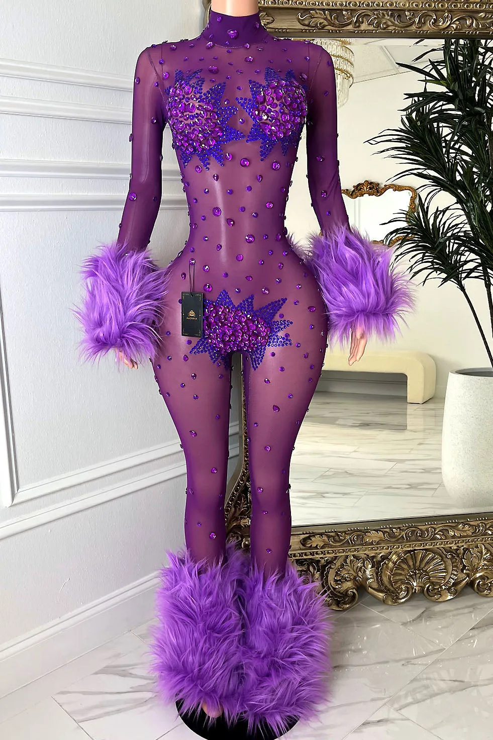 Icey Heart Purple Bodysuit(Ready To Ship)