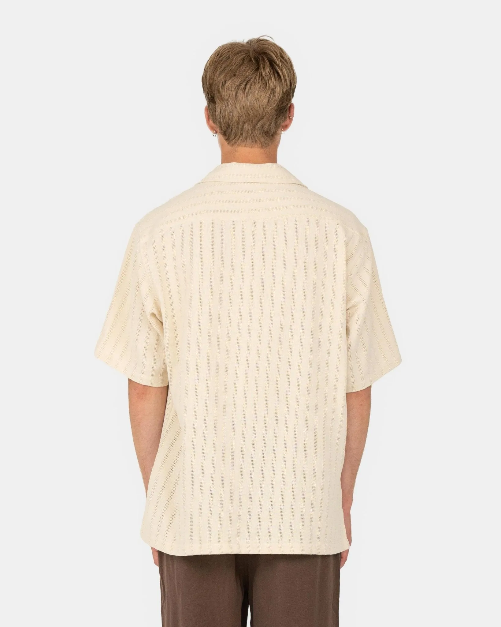 Kortærmet Strikskjorte Beige