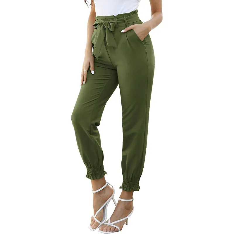 Women Regular Fit High Waist Pencil Pants With Bow-Knot Pockets