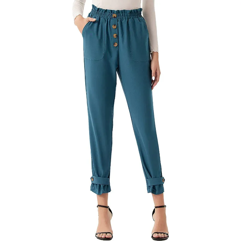 Women Regular Fit High Waist Pencil Pants With Bow-Knot Pockets
