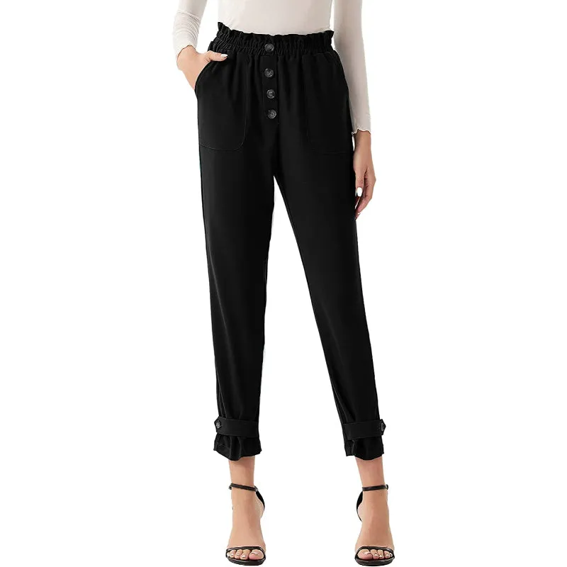 Women Regular Fit High Waist Pencil Pants With Bow-Knot Pockets