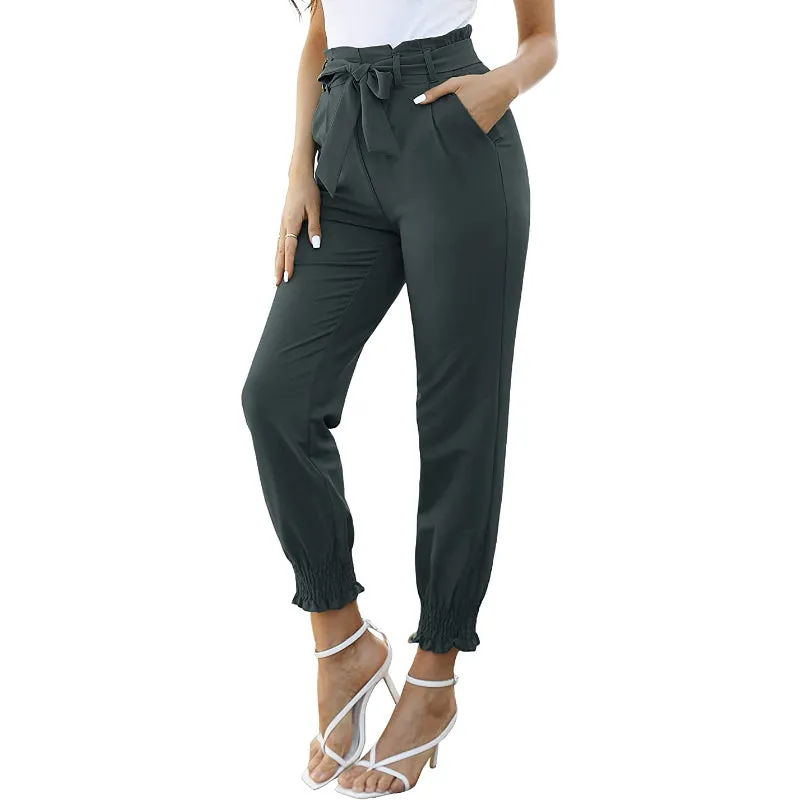 Women Regular Fit High Waist Pencil Pants With Bow-Knot Pockets